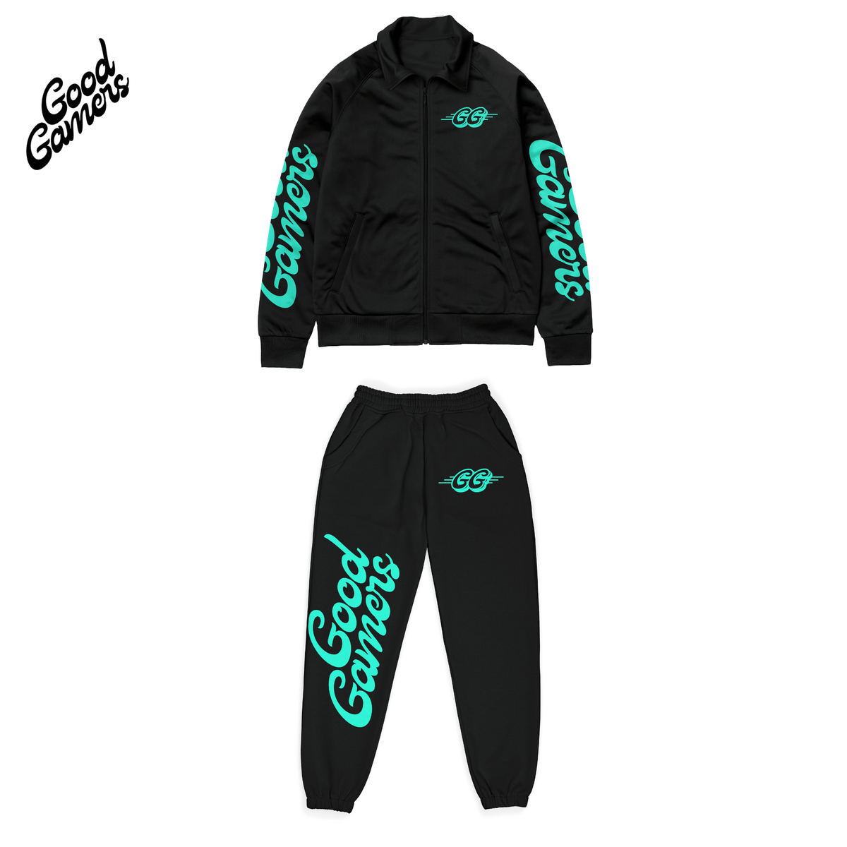 GG GRAPHIC JACKET - PANTS PRO GAMER SET BLACK WIH GREEN LOGOS