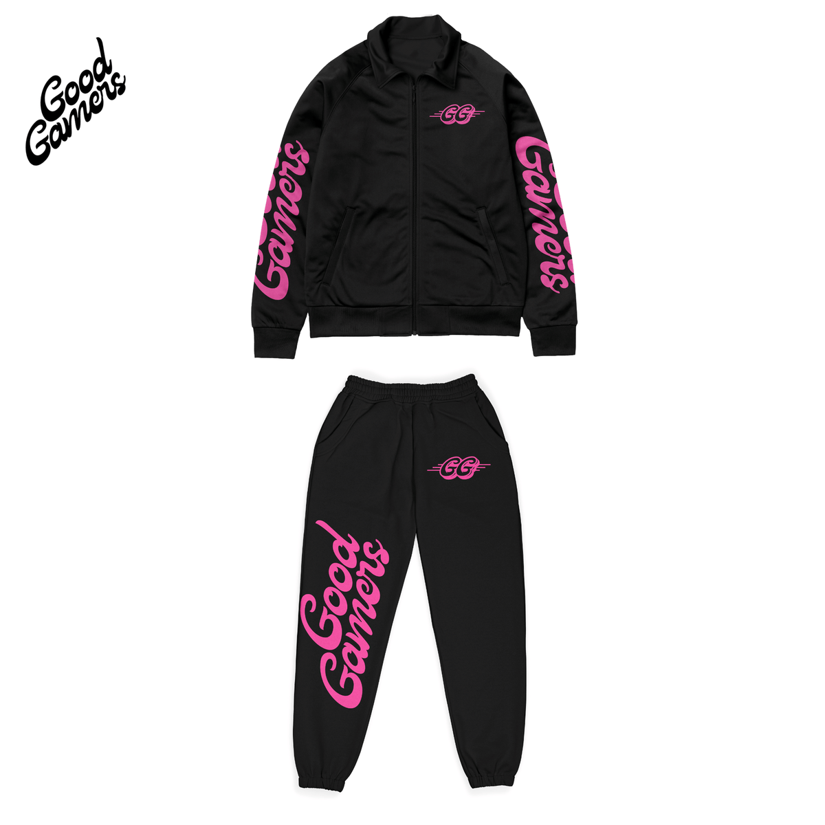 GG GRAPHIC JACKET - PANTS PRO GAMER SET BLACK WIH PINK LOGOS