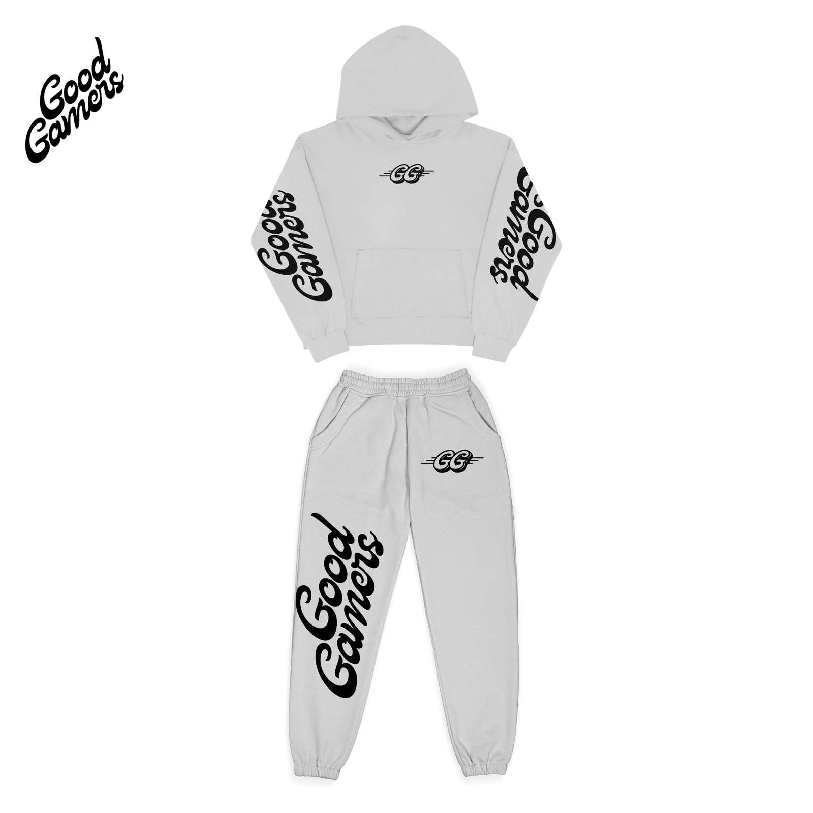 GG GRAPHIC SWEATSHIRT PANTS PRO GAMER SET GREY WIH BLACK LOGOS