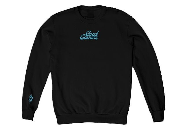 CLASSIC GG EMBROIDERED SWEATER - BLACK/BLUE - Good Gamers